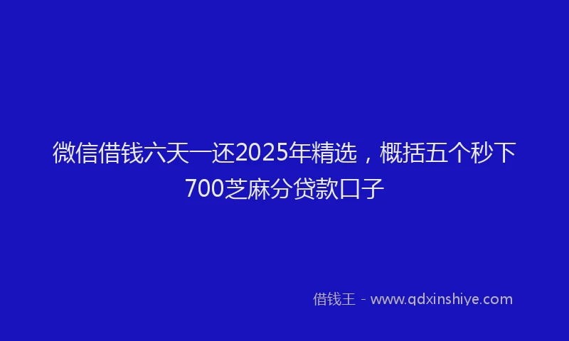 微信借钱六天一还2025年精选，概括五个秒下700芝麻分贷款口子
