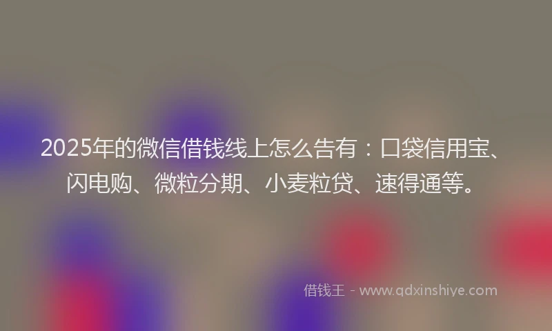 2025年的微信借钱线上怎么告有：口袋信用宝、闪电购、微粒分期、小麦粒贷、速得通等。