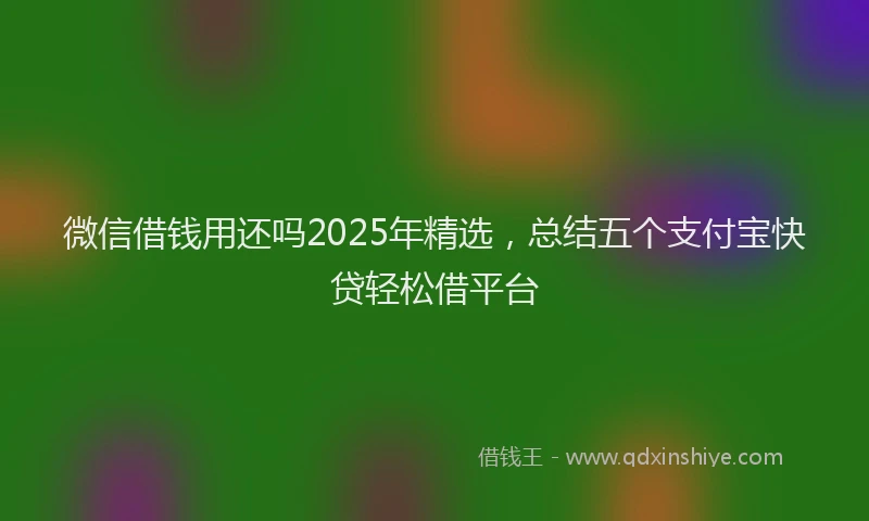微信借钱用还吗2025年精选，总结五个支付宝快贷轻松借平台