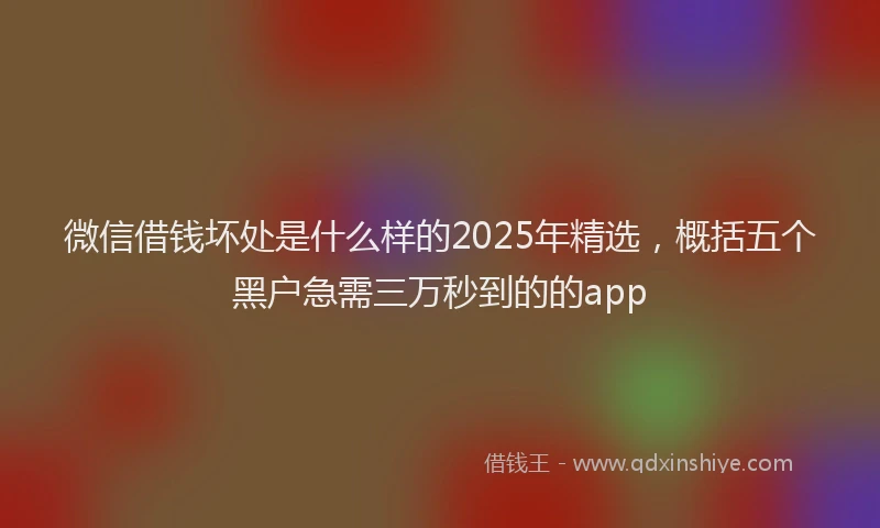 微信借钱坏处是什么样的2025年精选，概括五个黑户急需三万秒到的的app