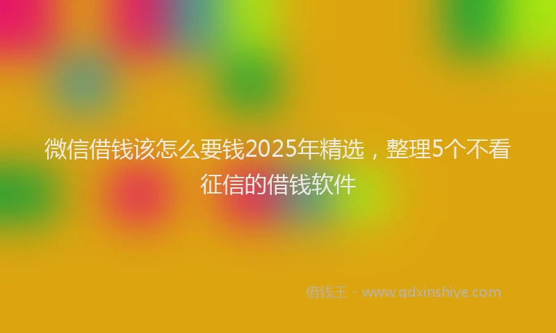 微信借钱该怎么要钱2025年精选，整理5个不看征信的借钱软件