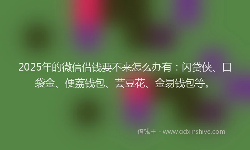 2025年的微信借钱要不来怎么办有：闪贷侠、口袋金、便荔钱包、芸豆花、金易钱包等。
