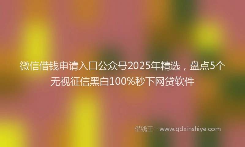 微信借钱申请入口公众号2025年精选，盘点5个无视征信黑白100%秒下网贷软件