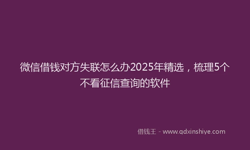 微信借钱对方失联怎么办2025年精选，梳理5个不看征信查询的软件