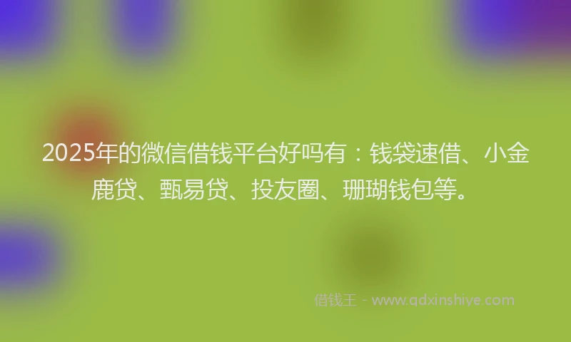 2025年的微信借钱平台好吗有：钱袋速借、小金鹿贷、甄易贷、投友圈、珊瑚钱包等。