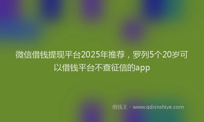 微信借钱提现平台2025年推荐，罗列5个20岁可以借钱平台不查征信的app