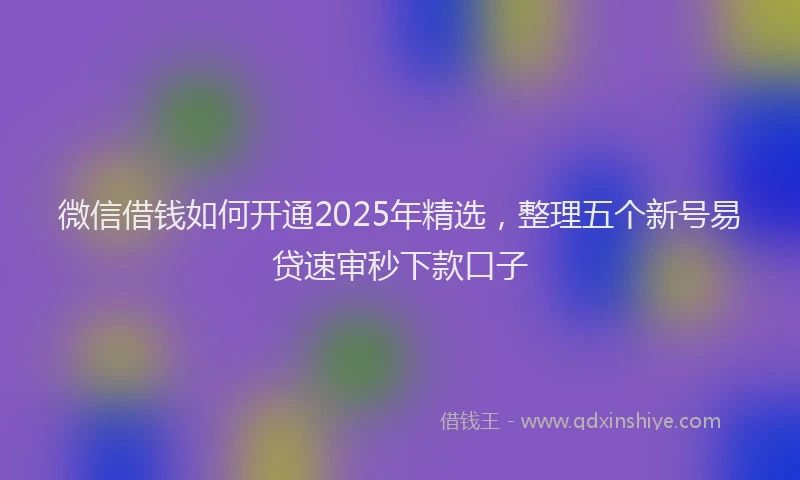 微信借钱如何开通2025年精选，整理五个新号易贷速审秒下款口子