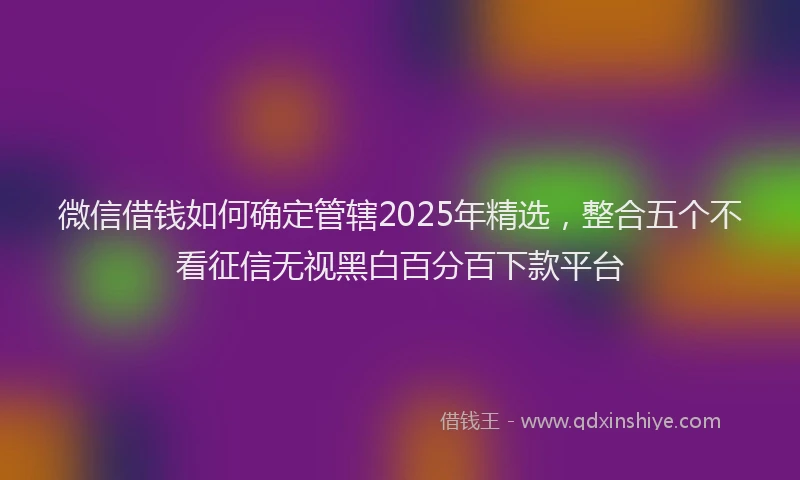 微信借钱如何确定管辖2025年精选，整合五个不看征信无视黑白百分百下款平台