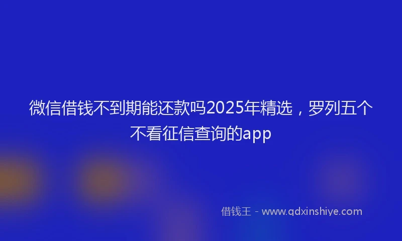 微信借钱不到期能还款吗2025年精选，罗列五个不看征信查询的app