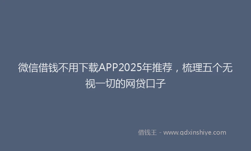 微信借钱不用下载APP2025年推荐，梳理五个无视一切的网贷口子