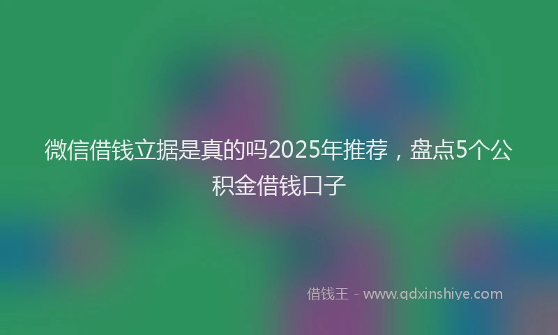 微信借钱立据是真的吗2025年推荐，盘点5个公积金借钱口子
