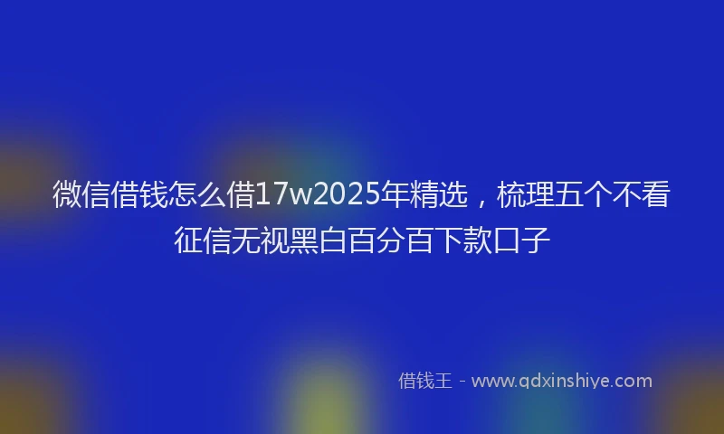 微信借钱怎么借17w2025年精选，梳理五个不看征信无视黑白百分百下款口子