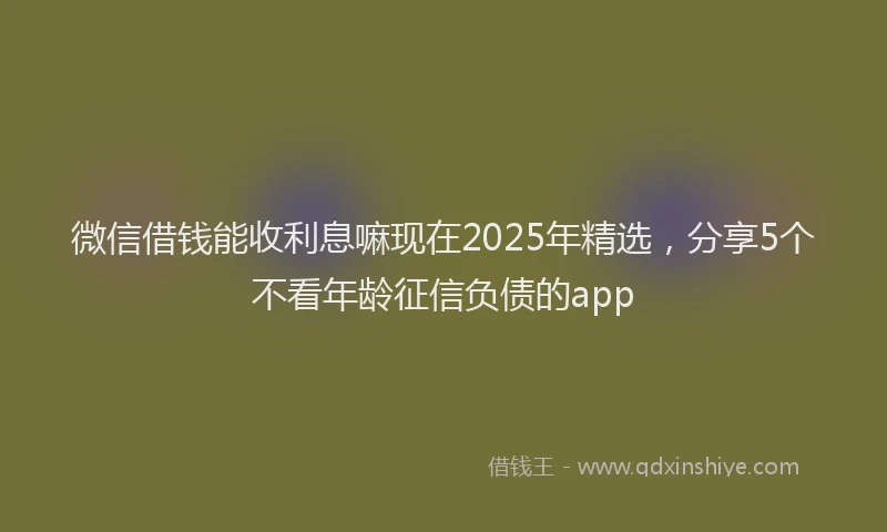 微信借钱能收利息嘛现在2025年精选，分享5个不看年龄征信负债的app