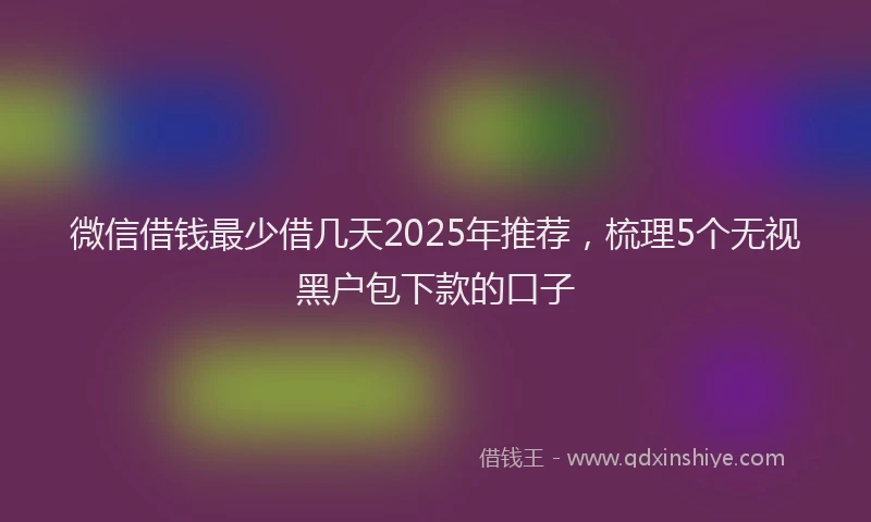 微信借钱最少借几天2025年推荐，梳理5个无视黑户包下款的口子
