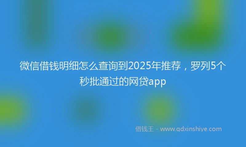 微信借钱明细怎么查询到2025年推荐，罗列5个秒批通过的网贷app