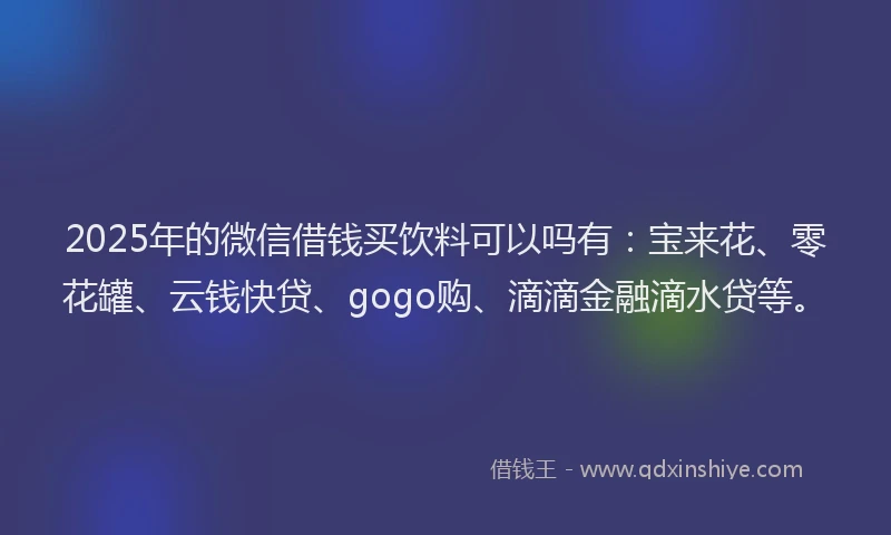 2025年的微信借钱买饮料可以吗有：宝来花、零花罐、云钱快贷、gogo购、滴滴金融滴水贷等。