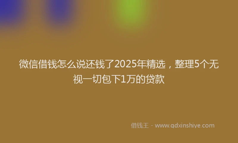 微信借钱怎么说还钱了2025年精选，整理5个无视一切包下1万的贷款
