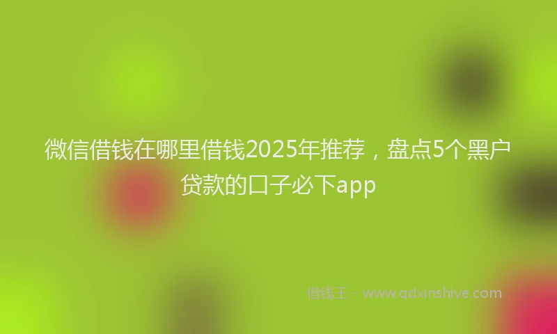 微信借钱在哪里借钱2025年推荐，盘点5个黑户贷款的口子必下app