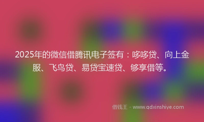 2025年的微信借腾讯电子签有：哆哆贷、向上金服、飞鸟贷、易贷宝速贷、够享借等。