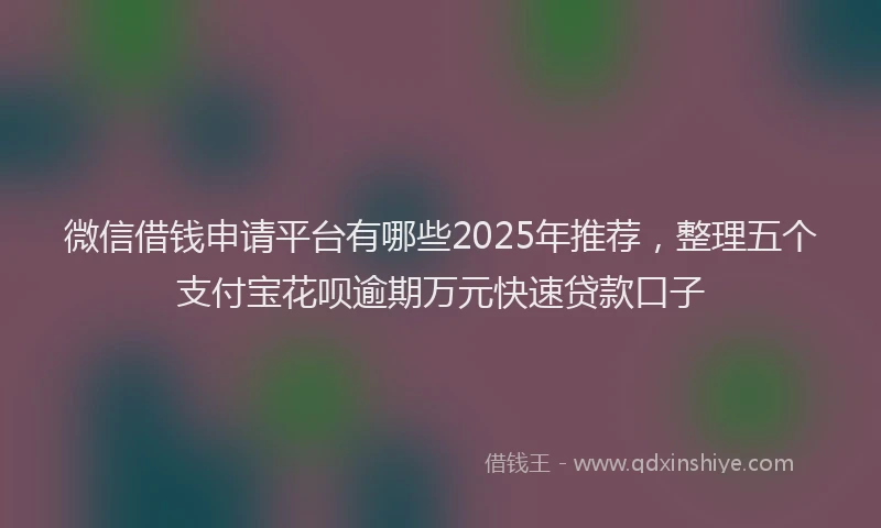 微信借钱申请平台有哪些2025年推荐，整理五个支付宝花呗逾期万元快速贷款口子