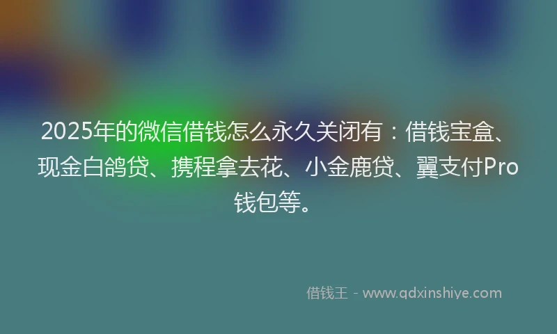 2025年的微信借钱怎么永久关闭有：借钱宝盒、现金白鸽贷、携程拿去花、小金鹿贷、翼支付Pro钱包等。