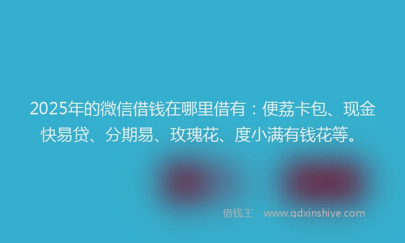 2025年的微信借钱在哪里借有：便荔卡包、现金快易贷、分期易、玫瑰花、度小满有钱花等。