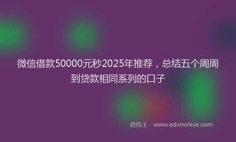 微信借款50000元秒2025年推荐，总结五个周周到贷款相同系列的口子