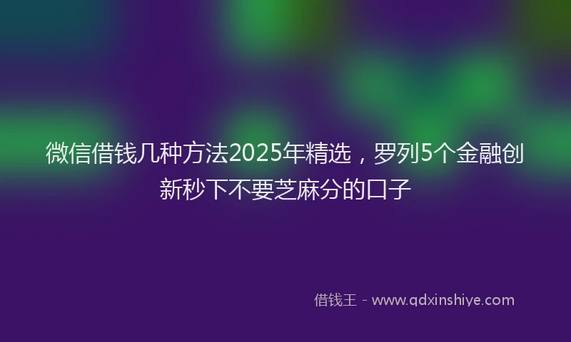 微信借钱几种方法2025年精选，罗列5个金融创新秒下不要芝麻分的口子