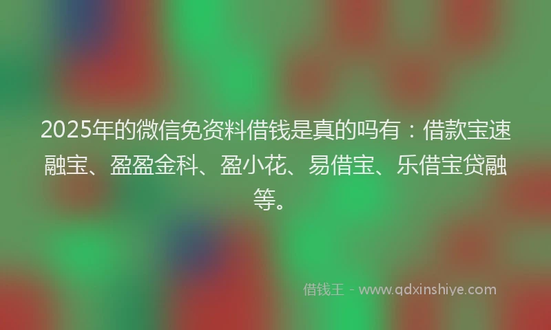 2025年的微信免资料借钱是真的吗有：借款宝速融宝、盈盈金科、盈小花、易借宝、乐借宝贷融等。