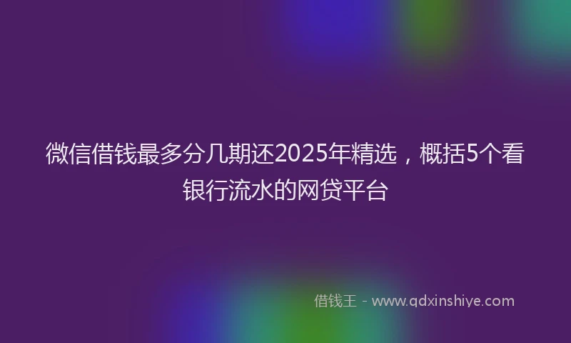 微信借钱最多分几期还2025年精选，概括5个看银行流水的网贷平台