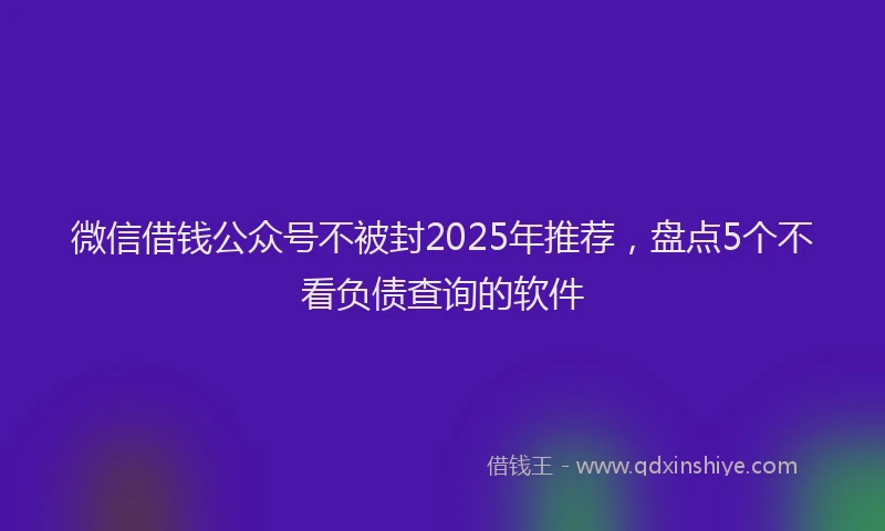 微信借钱公众号不被封2025年推荐，盘点5个不看负债查询的软件