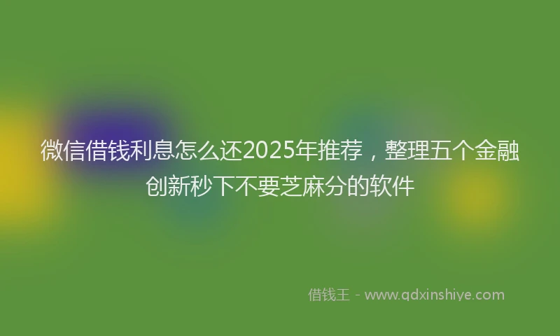 微信借钱利息怎么还2025年推荐，整理五个金融创新秒下不要芝麻分的软件
