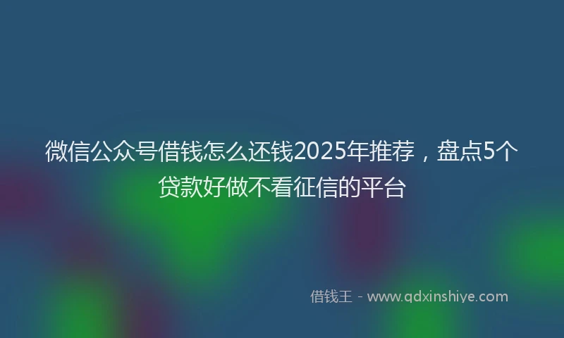 微信公众号借钱怎么还钱2025年推荐，盘点5个贷款好做不看征信的平台