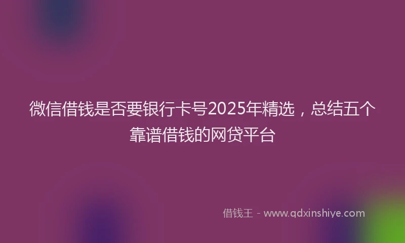微信借钱是否要银行卡号2025年精选，总结五个靠谱借钱的网贷平台