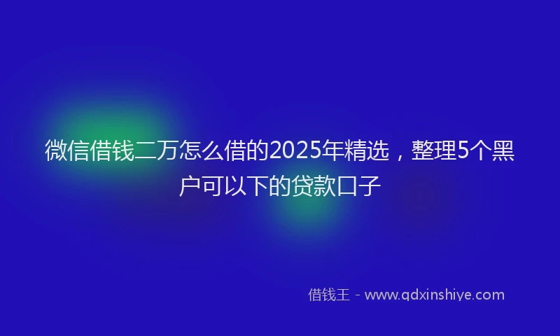 微信借钱二万怎么借的2025年精选，整理5个黑户可以下的贷款口子