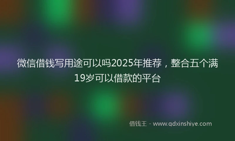 微信借钱写用途可以吗2025年推荐，整合五个满19岁可以借款的平台