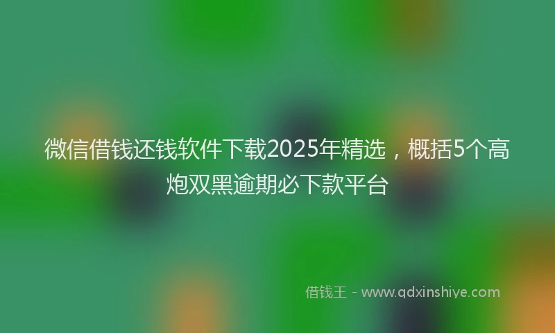 微信借钱还钱软件下载2025年精选，概括5个高炮双黑逾期必下款平台