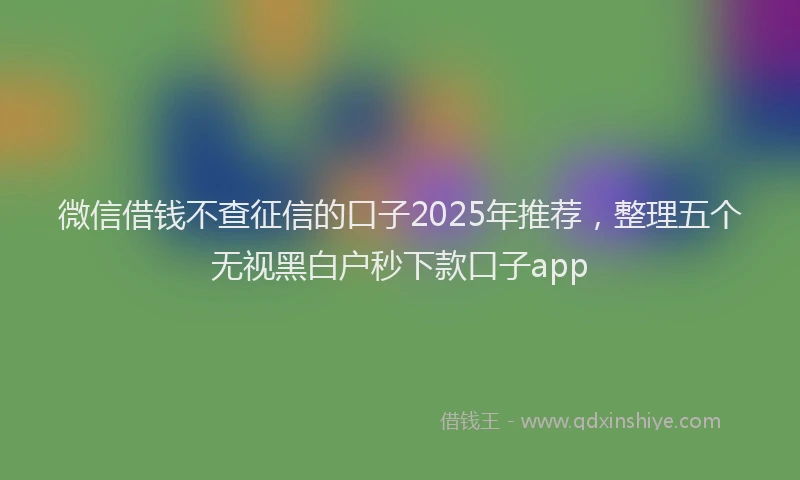 微信借钱不查征信的口子2025年推荐，整理五个无视黑白户秒下款口子app