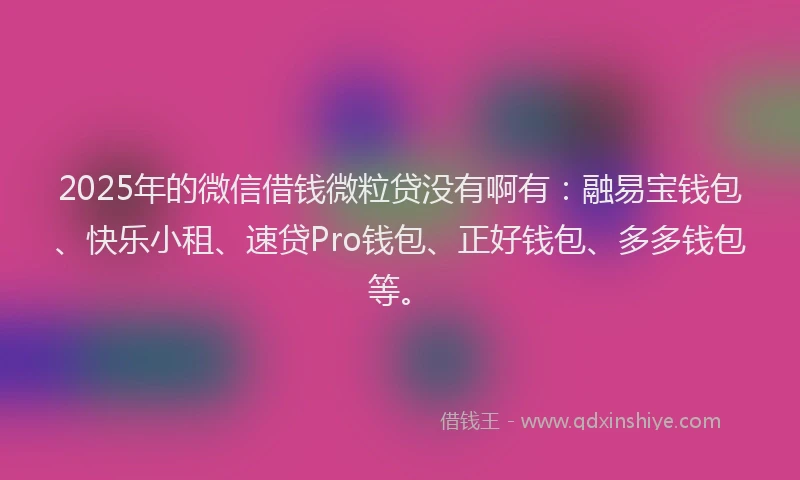 2025年的微信借钱微粒贷没有啊有：融易宝钱包、快乐小租、速贷Pro钱包、正好钱包、多多钱包等。