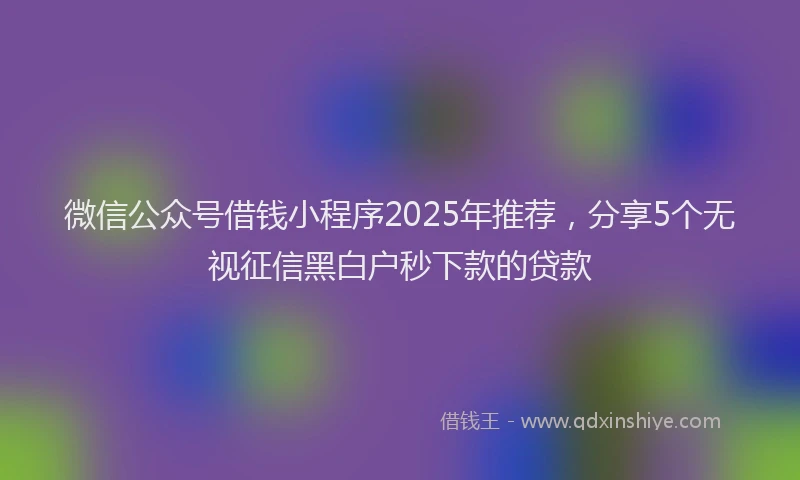 微信公众号借钱小程序2025年推荐，分享5个无视征信黑白户秒下款的贷款