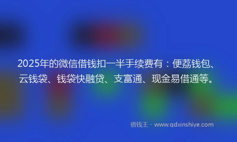 2025年的微信借钱扣一半手续费有：便荔钱包、云钱袋、钱袋快融贷、支富通、现金易借通等。