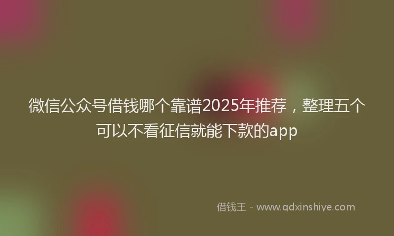 微信公众号借钱哪个靠谱2025年推荐，整理五个可以不看征信就能下款的app