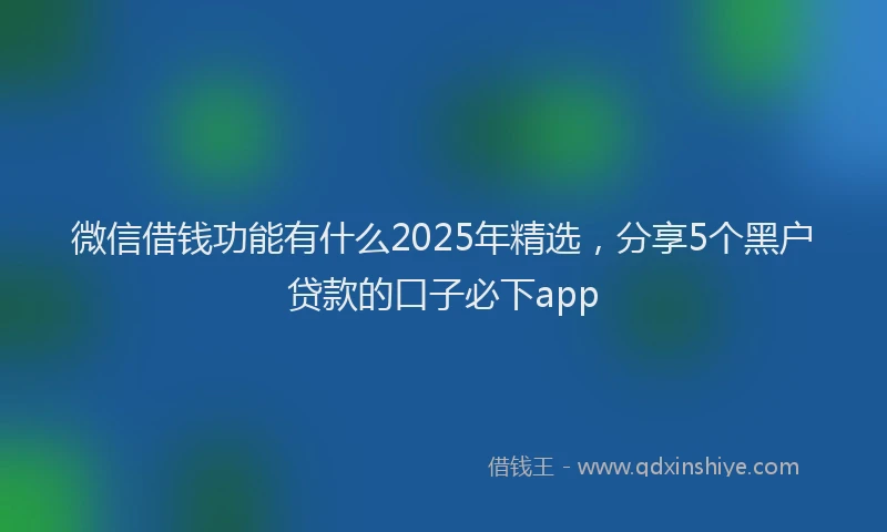 微信借钱功能有什么2025年精选，分享5个黑户贷款的口子必下app