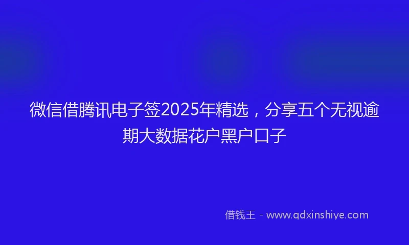 微信借腾讯电子签2025年精选，分享五个无视逾期大数据花户黑户口子