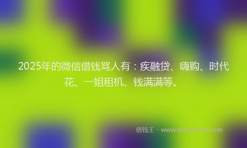 2025年的微信借钱骂人有：疾融贷、嗨购、时代花、一姐租机、钱满满等。