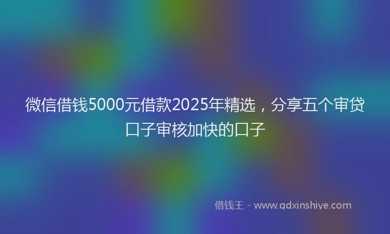 微信借钱5000元借款2025年精选，分享五个审贷口子审核加快的口子