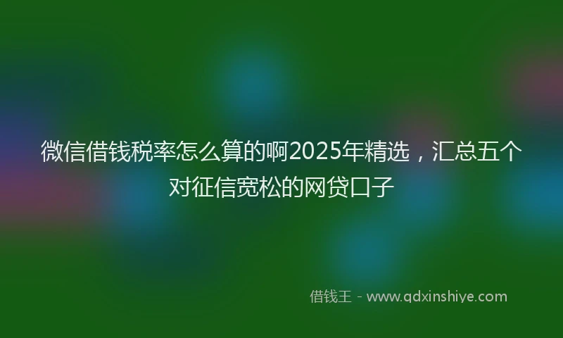 微信借钱税率怎么算的啊2025年精选，汇总五个对征信宽松的网贷口子
