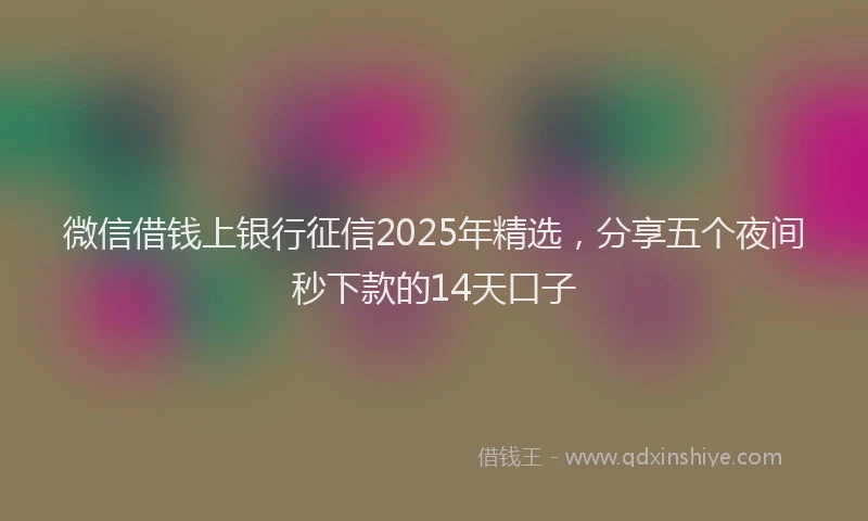 微信借钱上银行征信2025年精选，分享五个夜间秒下款的14天口子