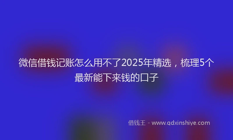 微信借钱记账怎么用不了2025年精选，梳理5个最新能下来钱的口子