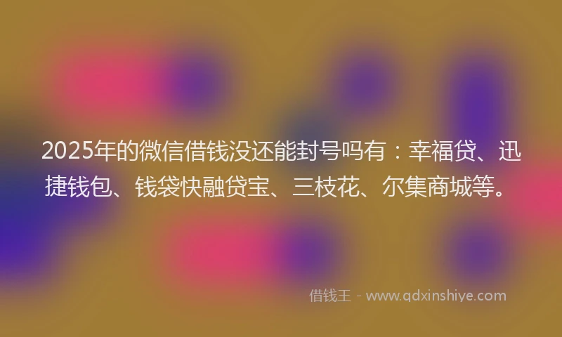 2025年的微信借钱没还能封号吗有：幸福贷、迅捷钱包、钱袋快融贷宝、三枝花、尔集商城等。